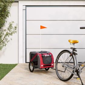 Pet Bike Trailer Red and Gray Oxford Fabric and Iron (Color: Red)